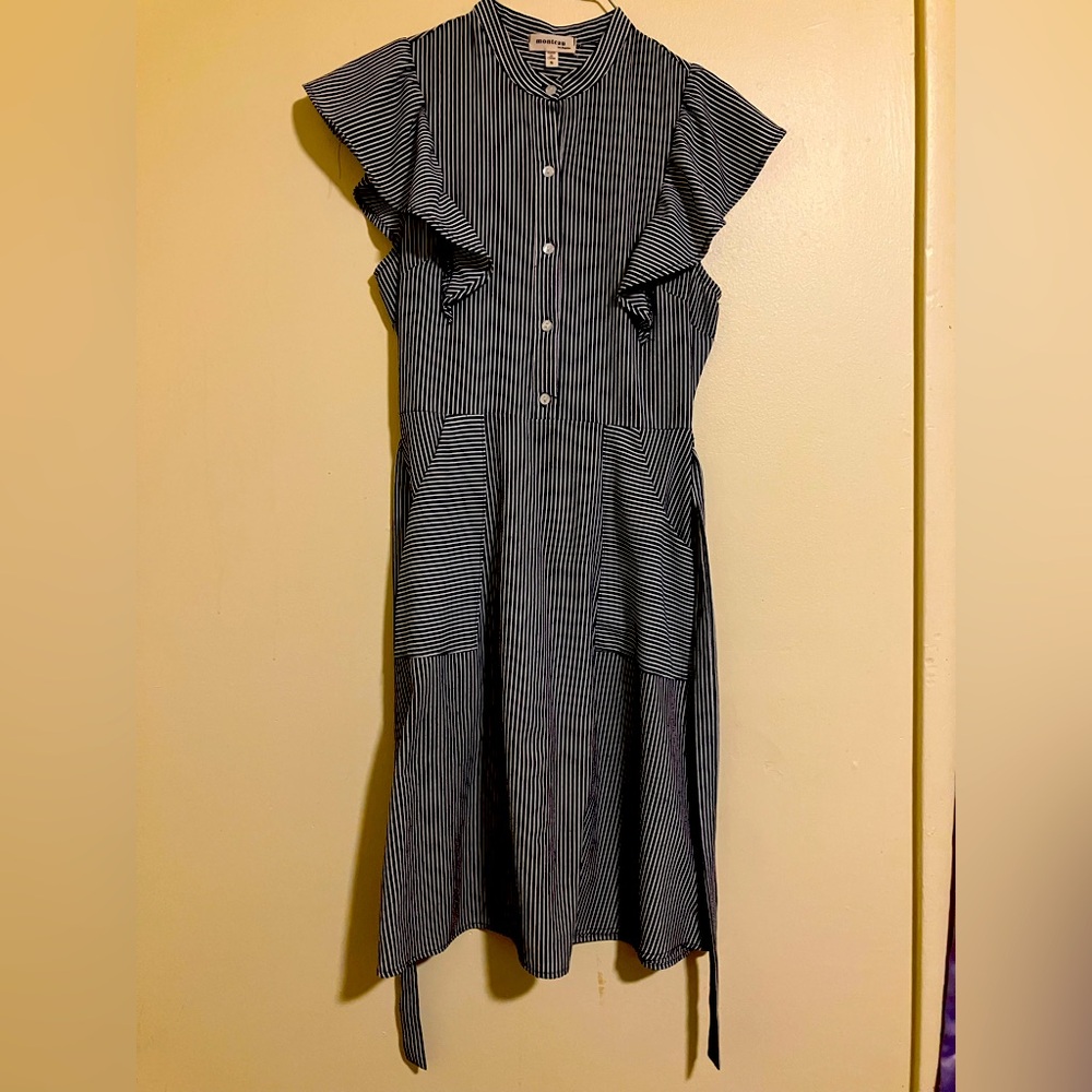 Monteau 2 pockets Striped Black and White Dress 8125